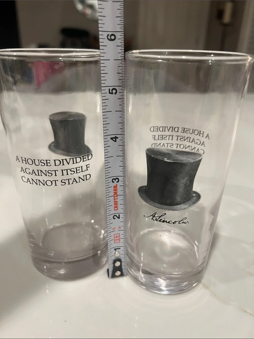 Abraham Lincoln Glass Tumbler Set of 2
